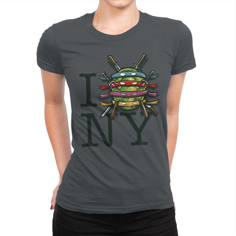 I (Turtle) NY - Art attack - Womens Premium T-Shirts RIPT Apparel Small / Heavy Metal