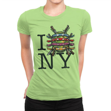 I (Turtle) NY - Art attack - Womens Premium T-Shirts RIPT Apparel Small / Mint
