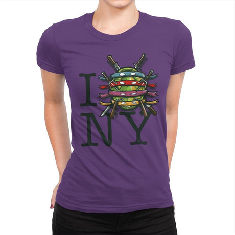 I (Turtle) NY - Art attack - Womens Premium T-Shirts RIPT Apparel Small / Purple Rush