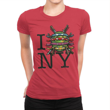 I (Turtle) NY - Art attack - Womens Premium T-Shirts RIPT Apparel Small / Red