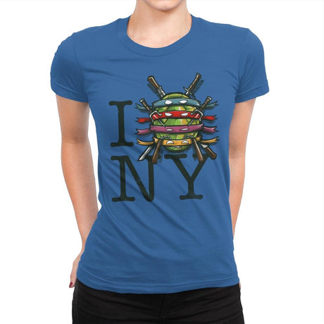 I (Turtle) NY - Art attack - Womens Premium T-Shirts RIPT Apparel Small / Royal