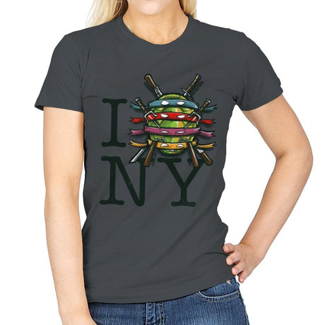 I (Turtle) NY - Art attack - Womens T-Shirts RIPT Apparel Small / Charcoal