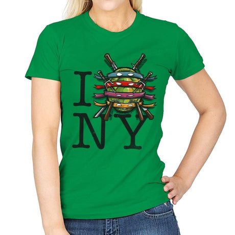 I (Turtle) NY - Art attack - Womens T-Shirts RIPT Apparel Small / Irish Green