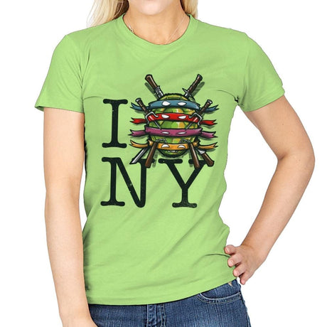 I (Turtle) NY - Art attack - Womens T-Shirts RIPT Apparel Small / Mint Green