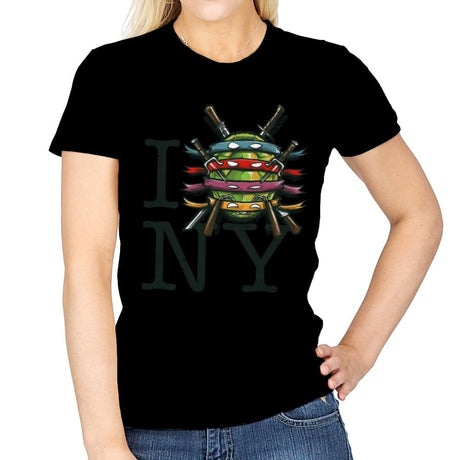 I (Turtle) NY - Art attack - Womens T-Shirts RIPT Apparel Small / Navy