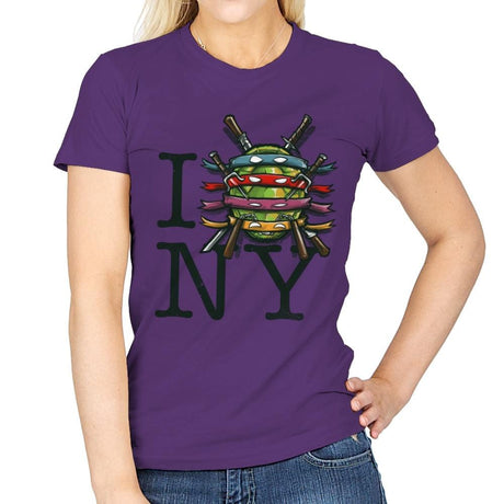 I (Turtle) NY - Art attack - Womens T-Shirts RIPT Apparel Small / Purple