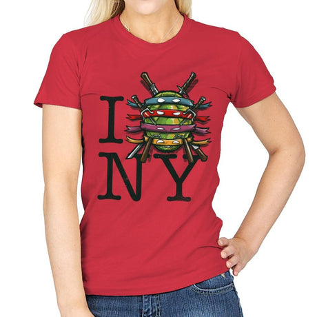 I (Turtle) NY - Art attack - Womens T-Shirts RIPT Apparel Small / Red