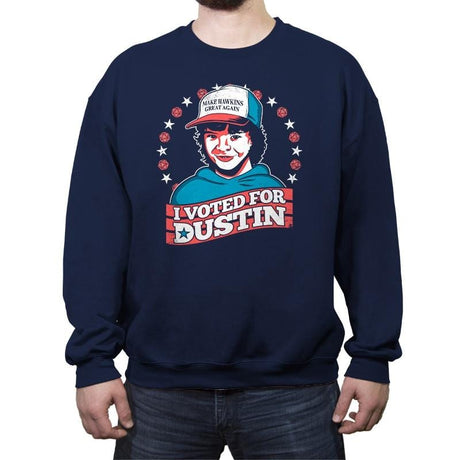 I Voted for Dustin - Crew Neck Sweatshirt Crew Neck Sweatshirt RIPT Apparel