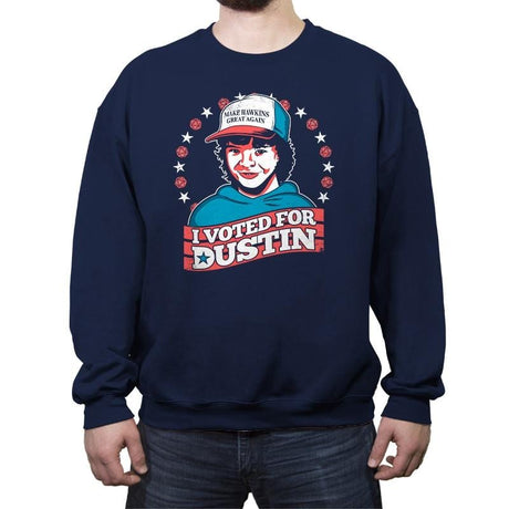 I Voted for Dustin - Crew Neck Sweatshirt Crew Neck Sweatshirt RIPT Apparel