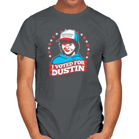 I Voted for Dustin Exclusive - Mens T-Shirts RIPT Apparel Small / Charcoal
