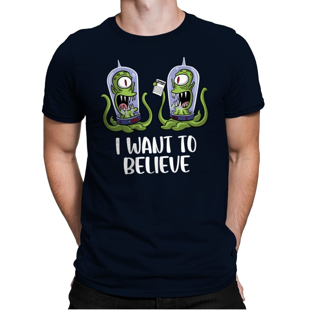 I Want to Believe in the Lottery - Mens Premium T-Shirts RIPT Apparel Small / Midnight Navy
