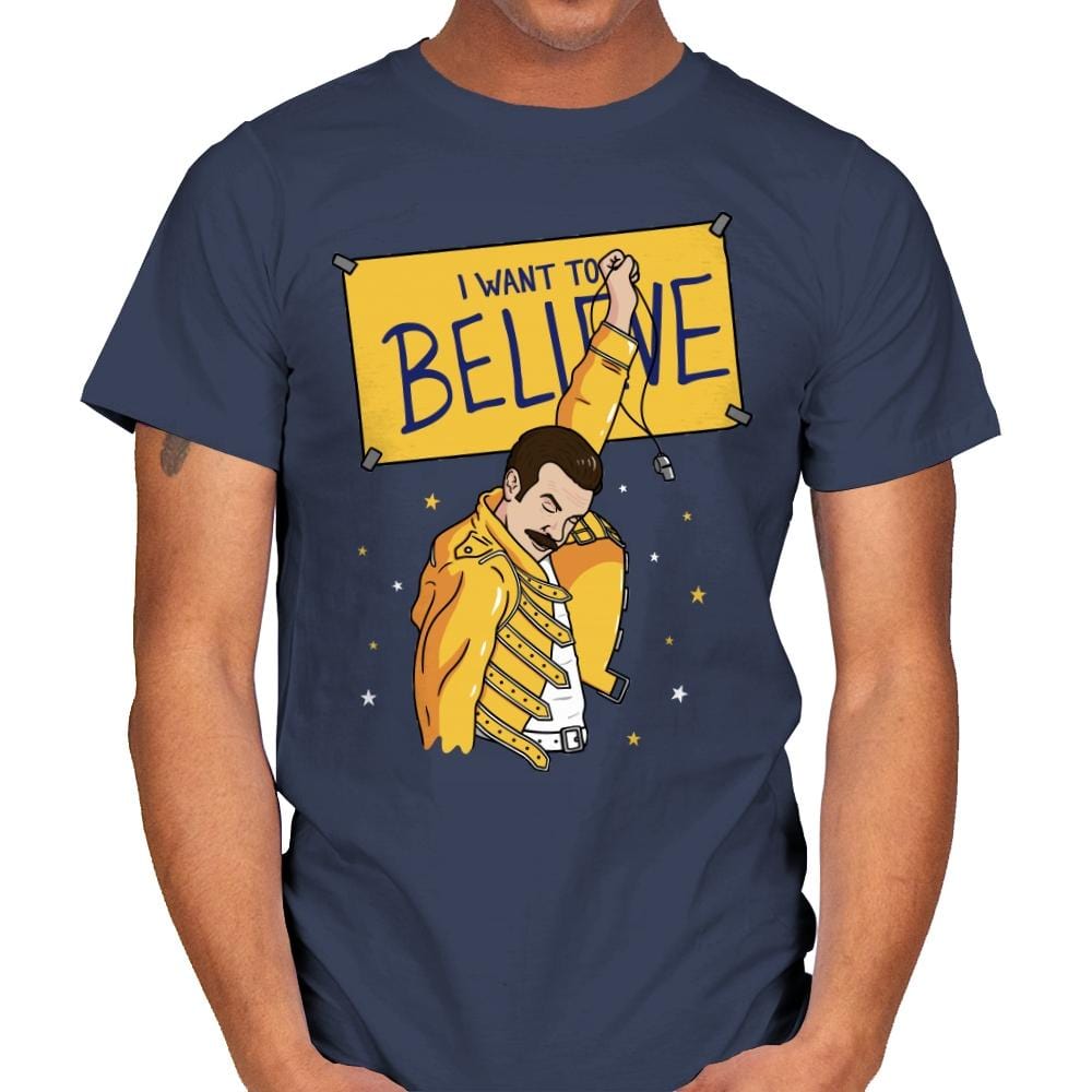 I Want To Believe! - Mens T-Shirts RIPT Apparel Small / Navy