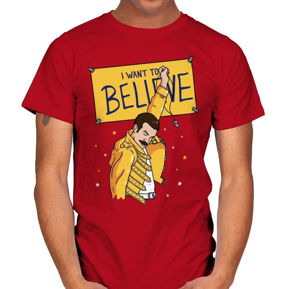 I Want To Believe! - Mens T-Shirts RIPT Apparel Small / Red
