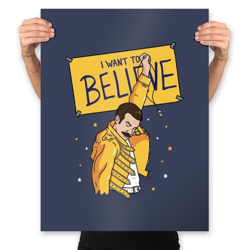 I Want To Believe! - Prints Posters RIPT Apparel 18x24 / Navy