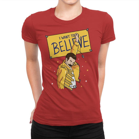 I Want To Believe! - Womens Premium T-Shirts RIPT Apparel Small / Red