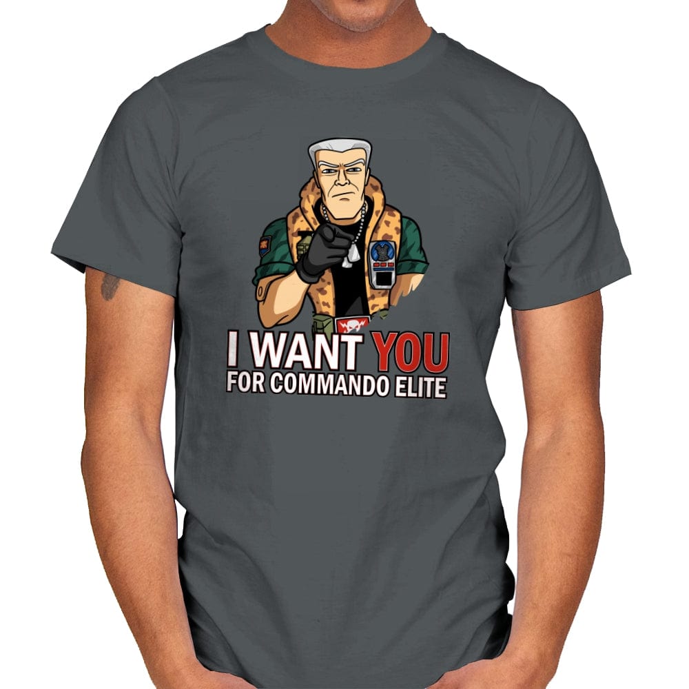 I want you for Commando Elite - Mens T-Shirts RIPT Apparel Small / Charcoal