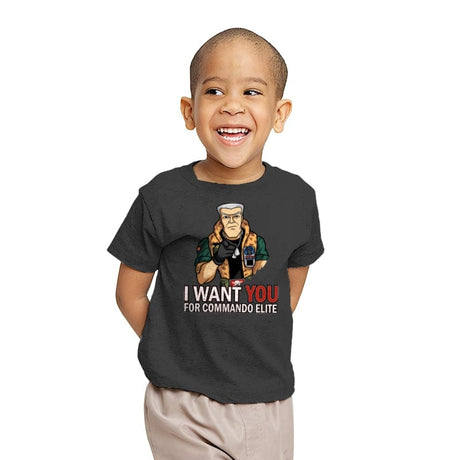 I want you for Commando Elite - Youth T-Shirts RIPT Apparel X-small / Charcoal