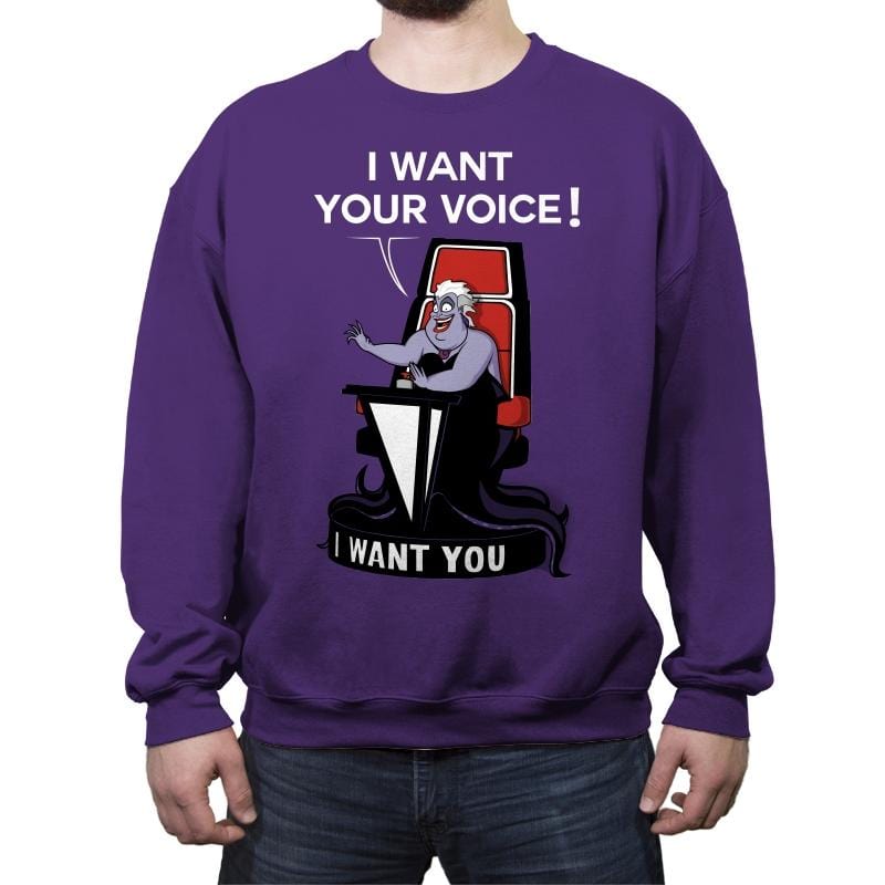 I Want Your Voice Now! - Raffitees - Crew Neck Sweatshirt Crew Neck Sweatshirt RIPT Apparel Small / Purple