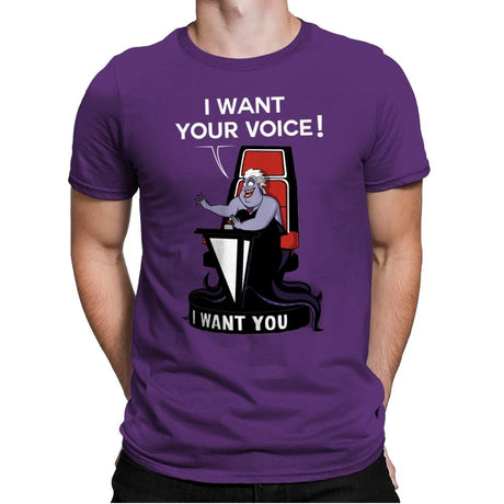 I Want Your Voice Now! - Raffitees - Mens Premium T-Shirts RIPT Apparel Small / Purple Rush