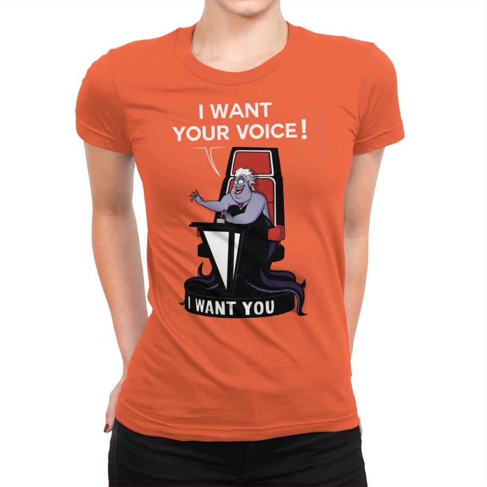 I Want Your Voice Now! - Raffitees - Womens Premium T-Shirts RIPT Apparel Small / Classic Orange