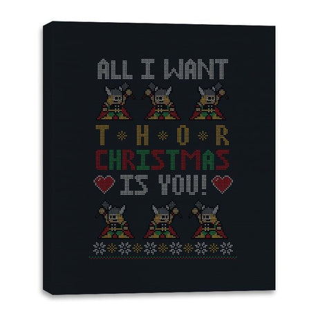 I Wish Thor You - Ugly Holiday - Canvas Wraps Canvas Wraps RIPT Apparel 16x20 / Black