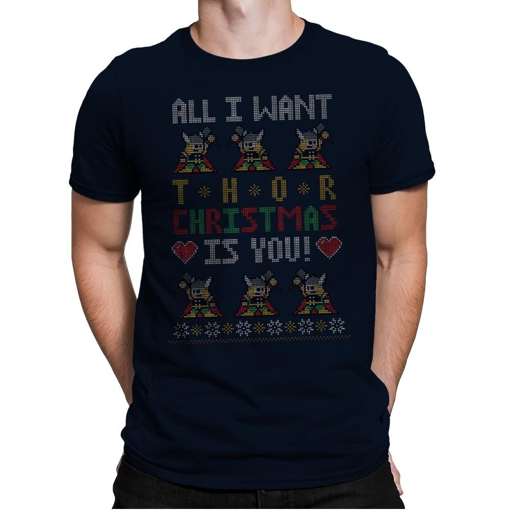 I Wish Thor You - Ugly Holiday - Mens Premium T-Shirts RIPT Apparel Small / Midnight Navy