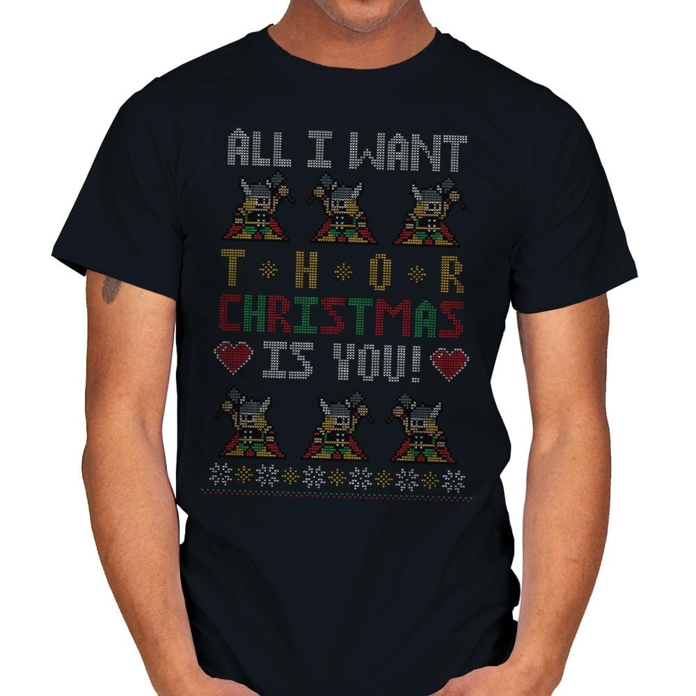 I Wish Thor You - Ugly Holiday - Mens T-Shirts RIPT Apparel Small / Black