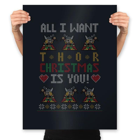 I Wish Thor You - Ugly Holiday - Prints Posters RIPT Apparel 18x24 / Black