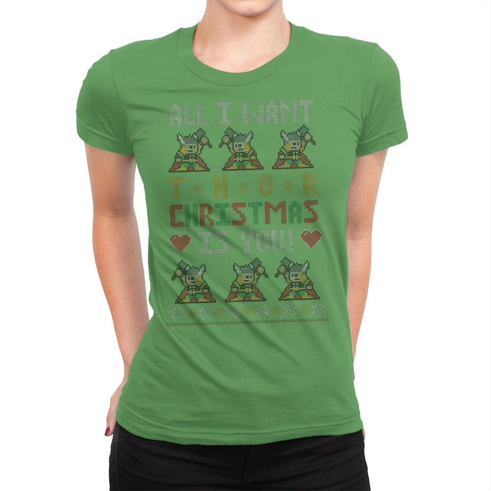 I Wish Thor You - Ugly Holiday - Womens Premium T-Shirts RIPT Apparel Small / Kelly Green