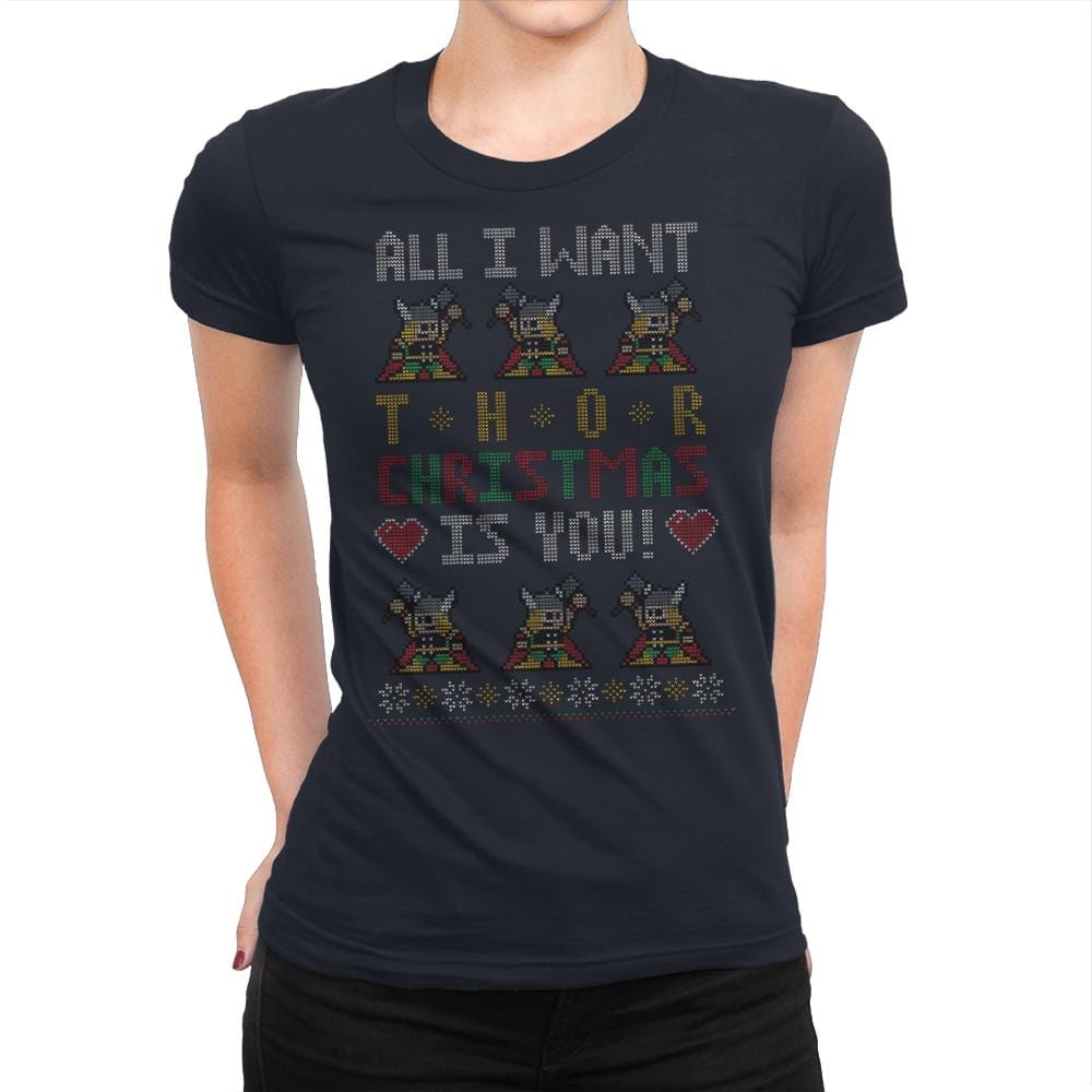 I Wish Thor You - Ugly Holiday - Womens Premium T-Shirts RIPT Apparel Small / Midnight Navy