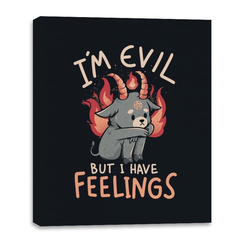 Im Evil But I Have Feelings - Canvas Wraps Canvas Wraps RIPT Apparel 16x20 / Black