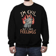 Im Evil But I Have Feelings - Crew Neck Sweatshirt Crew Neck Sweatshirt RIPT Apparel Small / Black