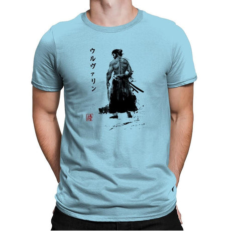 Immortal Samurai Sumi-e - Sumi Ink Wars - Mens Premium T-Shirts RIPT Apparel Small / Light Blue