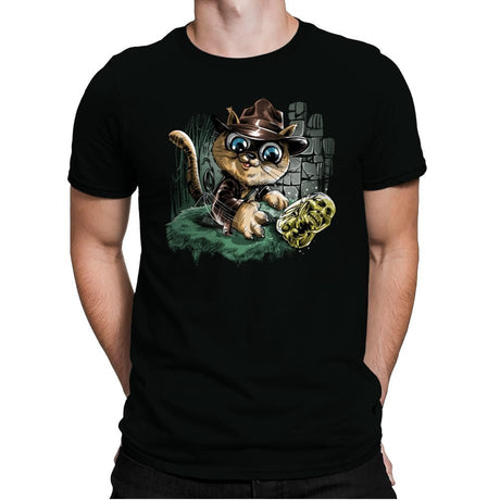 Indiana Cat - Mens Premium T-Shirts RIPT Apparel Small / Black