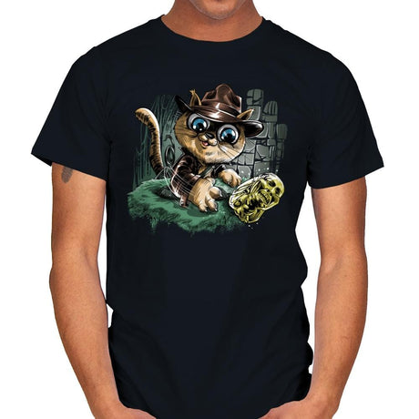 Indiana Cat - Mens T-Shirts RIPT Apparel Small / Black