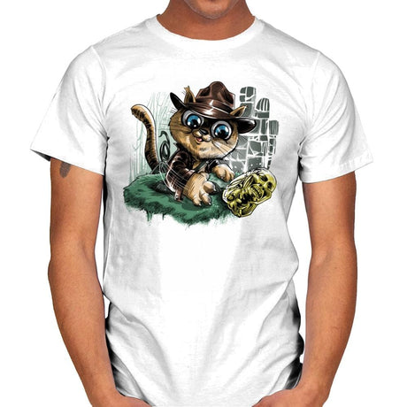 Indiana Cat - Mens T-Shirts RIPT Apparel Small / White