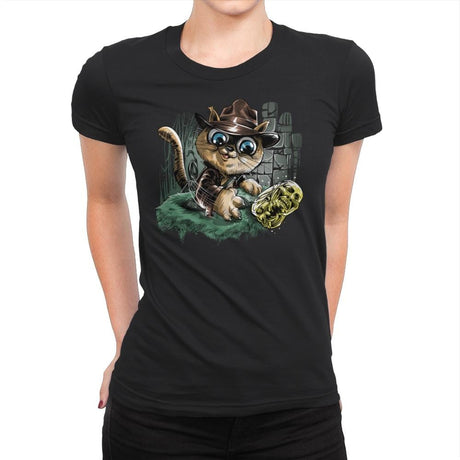 Indiana Cat - Womens Premium T-Shirts RIPT Apparel Small / Black