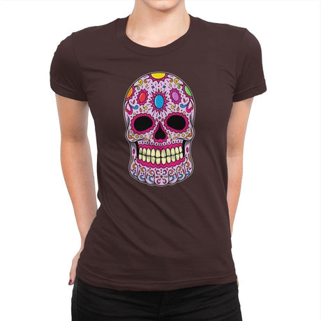 Infinity Calavera - Womens Premium T-Shirts RIPT Apparel Small / Dark Chocolate