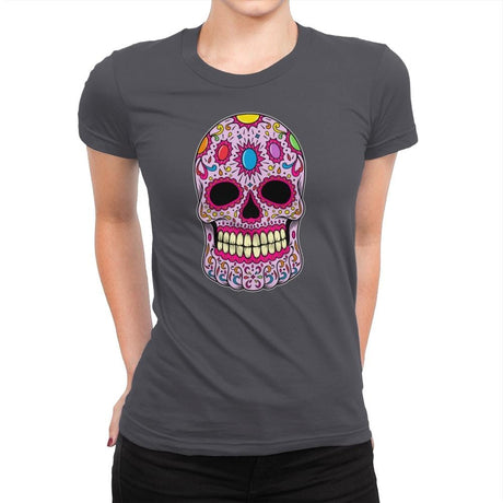 Infinity Calavera - Womens Premium T-Shirts RIPT Apparel Small / Heavy Metal