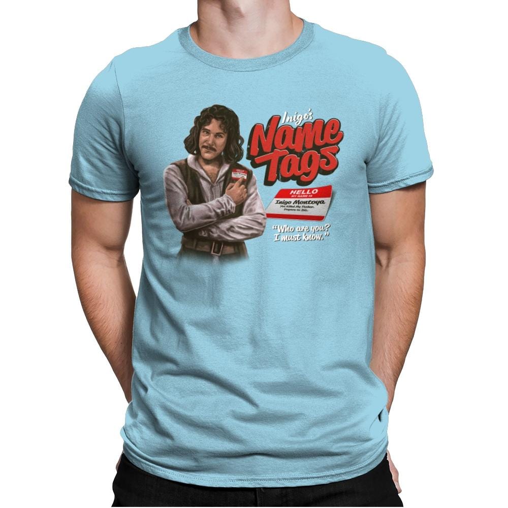 Inigo's Name Tags - Mens Premium T-Shirts RIPT Apparel Small / Light Blue