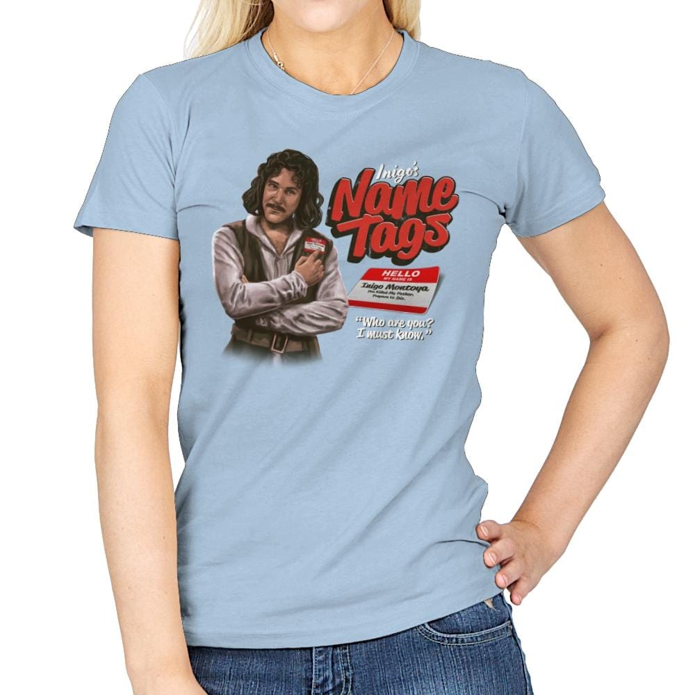 Inigo's Name Tags - Womens T-Shirts RIPT Apparel Small / Light Blue