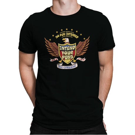 Intend Your Puns! - Mens Premium T-Shirts RIPT Apparel Small / Black