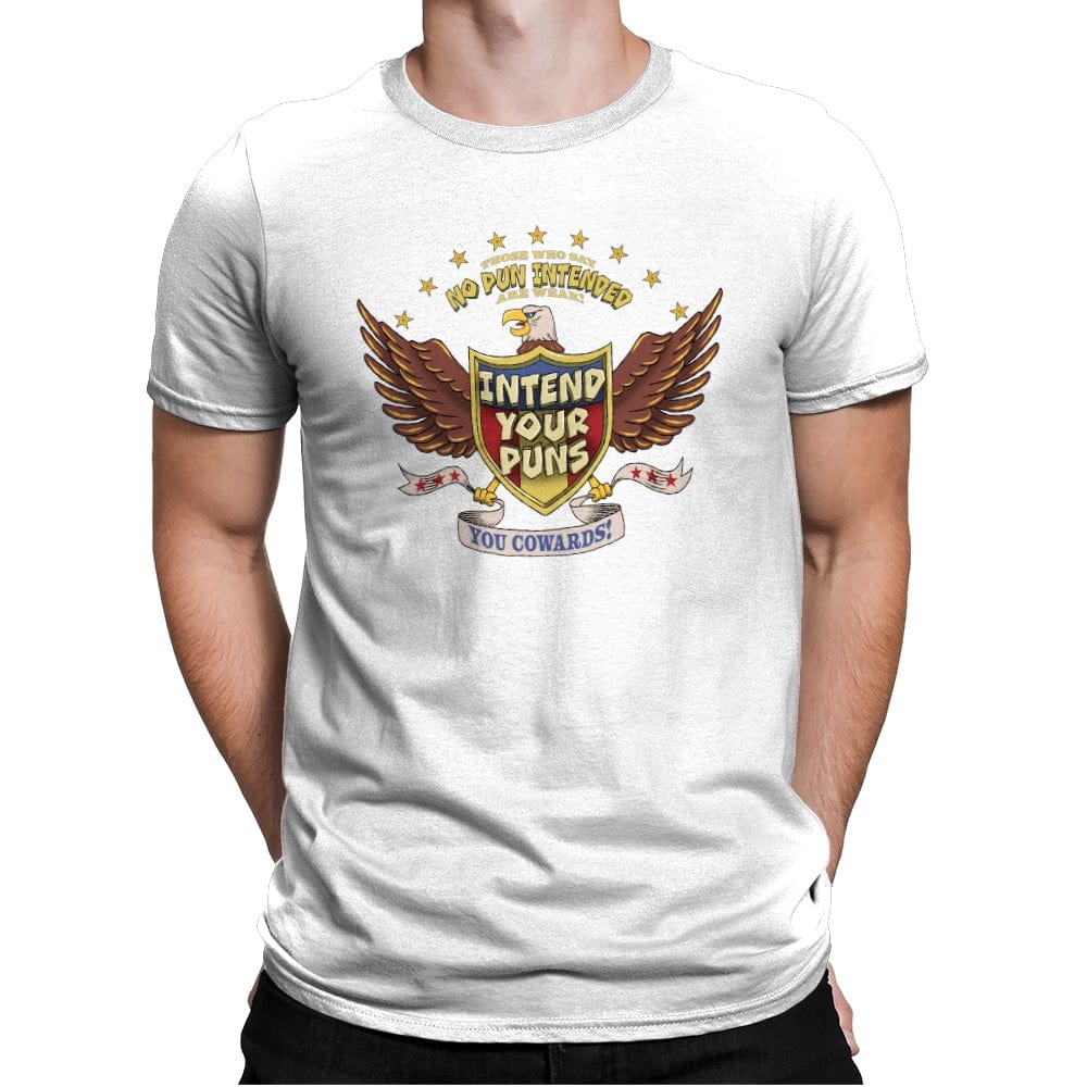 Intend Your Puns! - Mens Premium T-Shirts RIPT Apparel Small / White