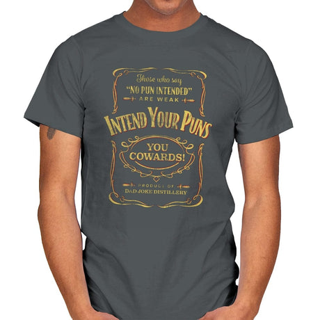 Intend Your Puns! - Mens T-Shirts RIPT Apparel Small / Charcoal