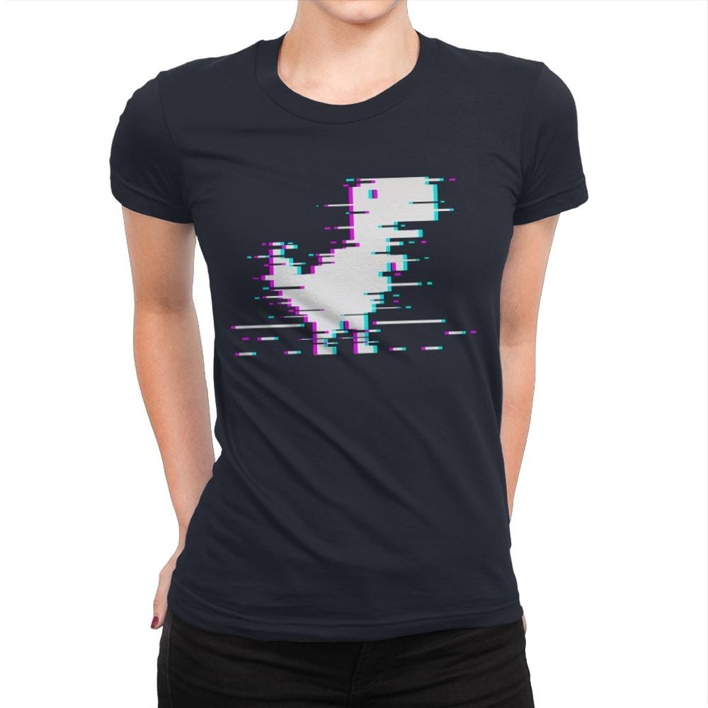 Internet Dino Glitch - Womens Premium T-Shirts RIPT Apparel Small / Midnight Navy