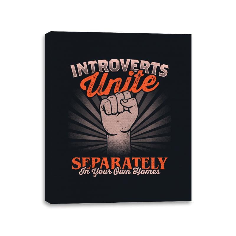 Introverts Unite Separately In Your Own Homes - Canvas Wraps Canvas Wraps RIPT Apparel 11x14 / Black