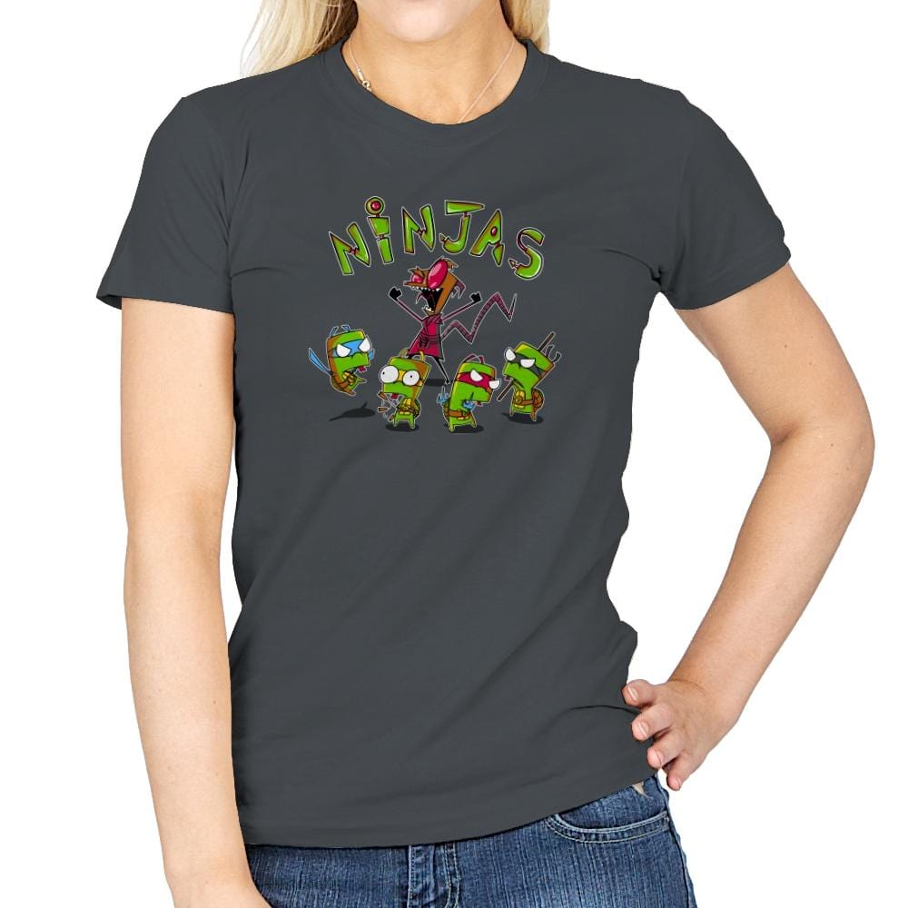 Invader Turtles Exclusive - Womens T-Shirts RIPT Apparel Small / Charcoal