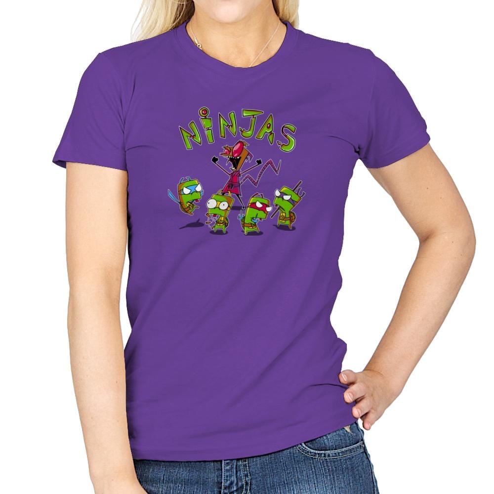 Invader Turtles Exclusive - Womens T-Shirts RIPT Apparel Small / Purple