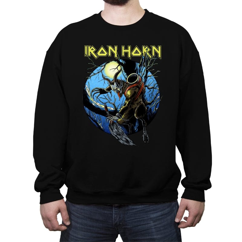 Iron Horn - Crew Neck Sweatshirt Crew Neck Sweatshirt RIPT Apparel Small / Black