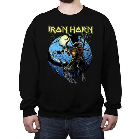 Iron Horn - Crew Neck Sweatshirt Crew Neck Sweatshirt RIPT Apparel Small / Black